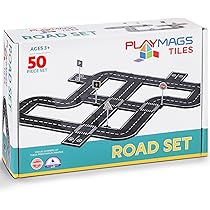 Ensemble Playmags 130 Blocs Magnétiques – Routes, Ponts, Tunnels, Panneaux – Compatible Avec Grandes Marques – STEM, Créativité, Motricité – Dès 3 Ans