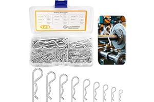 MirraSwit 120 Stück Splinte Sortiment, R Clips Set, Federsplinte Federstecker Sortiment, 9 Größen Verzinkte Sicherungssplinte, Haltefederkupplung Splinte für Schlepper, Rasenmäher, Autos (1-4mm)