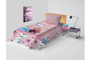 hermet Frozen, Copriletto Letto Singolo Disney, Copriletto Primaverile Non Imbottito, Copriletto Singolo Bambina, 170x270 cm, 100% cotone, Disney