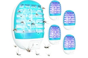 NINEDAN 4 Stück Mückenlampe Insektenvernichter Elektrische, Mückenvernichter Lampe mit Nachtlicht für Mücken, Elektrischer Mückenschutz Steckdose UV-Licht Elektrisch Insekten Mückenfalle (Himmelblau)