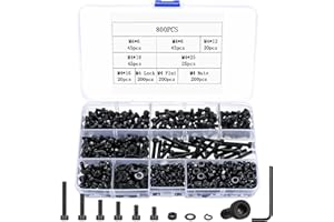 JINZEYOU 800 STK M4 Zylinderschrauben Muttern Set, Innensechskant Schrauben, Sechskantschrauben Mit Muttern Unterlegscheiben, Fahrrad Schrauben, Maschinenschrauben Sortiment, Gewindeschrauben