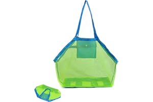 BIBITI Bolsa de juguetes de arena, accesorios de cocina de barro, juguetes de playa, bolsa de playa, bolsa de malla, bolsa de malla para arena, juguetes de agua, para vacaciones al aire libre (verde)