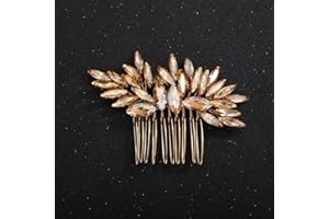Deniferymakeup Women Dainty Simple Full Rhinestone Hair Comb Bride Wedding Hair Comb Bridal Hair Accessories Shiny Rhinestones Bridal Side Hair Combs for Women and Girls (Champagne)