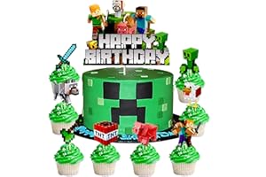 YOOYEH 9 PCS Party Cake Toppers, Game Birthday Party Supplies Decorations for Boys Girls Superhero Decorations