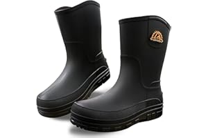 QeeFop Men's Rain Boots, Short Ankle Wellies Wellington Booties Durable Rubber Work Booties Waterproof Anti-slip for Gardening Fishing Farming Walk Mud Dog
