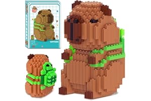 KOVSGQ Mini klocki zaciskowe, zwierzęta Capybara, zabawka do budowania, bloki ze zwierzętami, mikro-building Capybara, klocki do samodzielnego montażu, dla dzieci i dorosłych, z podręcznikiem (1606
