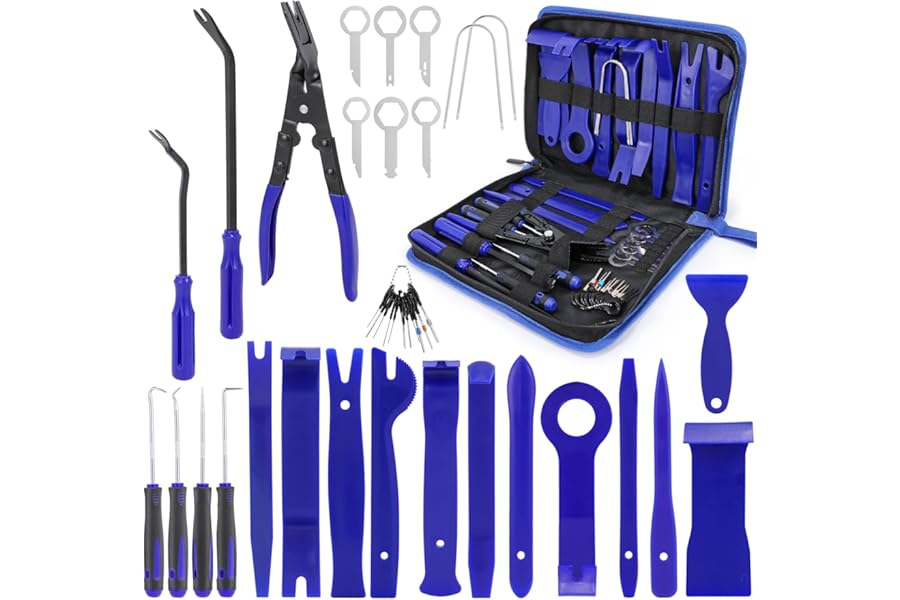 DUBULL 38Pcs Car Trim Removal Tool Kit, Auto Body Dash Dashboard Interior Removing Tools Door Panel Clip Pliers, Automotive Repair Plastic Pry Prying Tools Hook Pick Set, Stereo Radio Removal Keys
