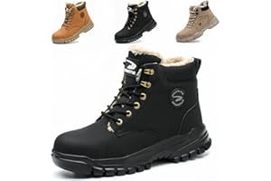 ZSDZSZ Winter Safety Boots Mens Waterproof Safety Shoes Women Lightweight Steel Toe Cap Boots Warm Fur Lined Safety Trainers