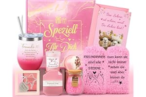 Giftota Geschenke für Frauen, Beste Freundin Weihnachtsgeschenke für Frauen Geschenk Beste Freundin Geburtstag Geschenkset für Frau, Rosa Thermobecher Geschenkbox Freundinnen, Wellness Geschenkset