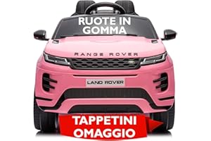 MONDIAL TOYS Land Rover Range Rover Evoque 12V Auto Elettrica per Bambini con Ruote in Gomma Sedile in Pelle Cintura 5 Punti Telecomando Luci LED Bluetooth MP3 USB Ammortizzatori Tappetini Inclusi (Rosa)