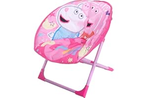 Relsy Peppa Pig Kid's Folding Chair Children's Bedroom Furniture, Peppa Pig Moon Chair Pink & Purple 50cm Collapsible Camping Seat For Kids