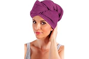 ‎ERWIN MÜLLER Erwin Müller Turban, Haarturban mit Knopf Fuchsia Größe 28x70 cm - auch als Kinderturban geeignet 100% Baumwolle, saugstark, Stabiler Halt - (weitere Farben)