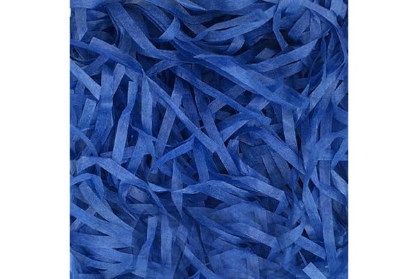 200 Grammes Papier Remplissage Cadeau, Déchiqueté, Shredded Papier Kraft Raffia, Herbe de Pâques pour Décorer Cadeaux, Artisanat DIY, Paniers et Boîtes (Bleu)