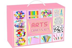 BNUZEIYI 2000 PCS Lavoretti Creativi per Bambini Tutto-in-1 Kit Artigianali con Scovolini Giochi Creativi Scatola Lavoretti Bambini DIY Forniture Scuola Giocattoli Regalo per Ragazzo Ragazza 4-12, Rosa