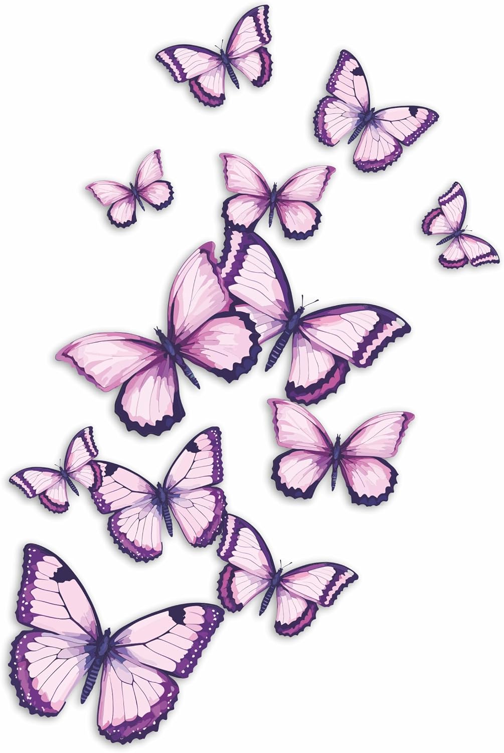 x12 Purple Butterfly Stickers, Hardwearing Waterproof 0% Transparency Decals, DIY Peel & Stick Perfect to Cover Marks, Wall Decor, Weatherproof for Cars & Home Projects. LaoGraphics® (12 Lilac, A5)