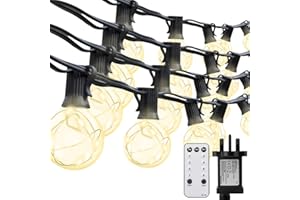 Koopower String Lights 31FT 30 Bulbs G40 Festoon Lights Outdoor Mains Powered Garden Outside Globe String Lights, IP44 Waterproof Patio Lights for Wedding, Backyard, (Remote & Timer)
