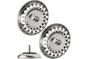 YOUR DAY MATE Filtro a cestello per lavello, Ø 80 mm, 2 pz, raccordo del cestello sporge di 30 mm in profondità nello scarico, perno del raccordo Ø 7,8 mm, tappo per cestello in acciaio inox, filtro lavello