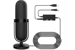 YOWREPU Antenna TV Interna Amplificata Potente, Antenna Portatile Supporto DVB-T/T2, Antenne Digitale Terrestre per Smart TV 4K, Canali Rai/Mediaset, con Segnale Booster, Base Magnetica e Cavo 5m