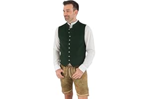 Hammerschmid Trachtenweste Max tanne ohne Ärmel, klassische Lodenweste für Herren, elegantes Gilet für Männer, grün