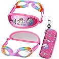 RUIGAO Toddler Swim Goggles Age 2-5, Toddler Goggles No Hair Pull Strap, Kids swimming goggles with Case