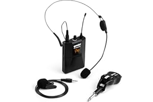 Gemini Sound Pro Audio GMU-HSL100 Plug and Sing Karaoke DJ Bluetooth Wireless UHF Band Headset/Lavalier Mikrofon mit schnurlosem 6,35 mm Klinken-Sender-Adapter für Lautsprecher