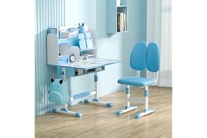 Bigougem Kinder Tisch Stuhl Set, Schreibtisch Set für Kinder mit Stuhl und Schublade, kinderschreibtisch höhenverstellbar, Kinder Schreibtisch für Jungs & Mädchen