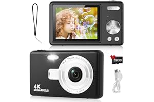 HERBYD Digital Camera - 1080P FHD 44MP with 2.4" LCD Screen Compact Portable Vlogging Photo Camera with 32gb SD Card 16X Digital Zoom for Kids Teen Students Beginner (Upgrade Black)