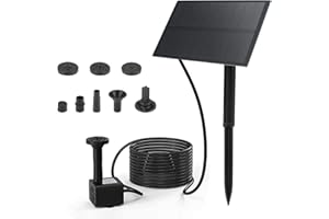 icyant Pompa Solare per Fontana, Solare Fontana da Giardino 1,5 W, 160 L/H, Pompa Solare Sommergibile con 4 Ugelli, Mini Pompa Acqua con Pannello Solare per Bagno per Uccelli, Stagno,Giardino