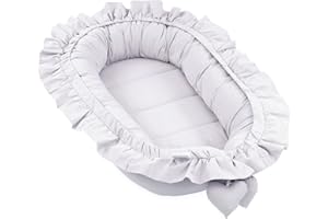 TOTSY BABY Réducteur de Lit Bébé 90x50cm en Coton, Cocon polyvalent pour Nid d'Ange Couffin et Naissance pratique et léger idéal pour le transport parfait pour filles et garçons Grisâtre