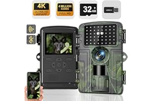 Lutranstra Wildkamera, 4K Video Wildtierkamera, 60MP Full HD WLAN mit Handyübertragung APP, Bewegungssensor, Nachtsicht, 0,1s Auslösezeit, Infrarot Wildkamera mit 32GB Speicherkarte &Kartenleser IP66