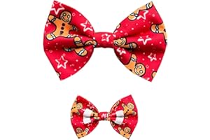 DOD.I_BOUTIQUE New Dogs Bow Tie Bowtie Christmas GINGERBREAD RED Elastic Band attach COLLAR ACCESSORY Handmade UK (L)