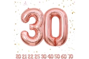 MACLUNAR Ballons Anniversaire 30 Or Rose - 100cm - Ballon Chiffre 30 Numéro 30 - Happy Birthday Decoration Ballons Fête d'anniversaire Ans Vole Grâce à l'Hèlium Ballons 30