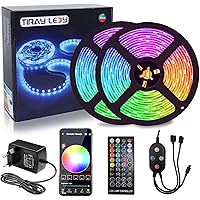 40m Bluetooth LED Strip, LED-lampor 16 miljoner färger 64 scenlägen, synkronisera musik Komplett kit hem, restaurang, kök, ve