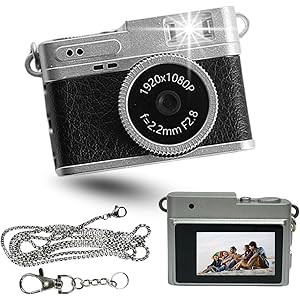 Mini Digital Camera with Filter Mode, 1080p Video, Flash Light, Leather Texture – Small Working Camera with Metal Keychain – Compact for Travel, Gifts & Fun Shooting (Black)