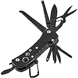 Amazon Basics - Coltello multiuso tascabile 15 in 1 con custodia, Nero