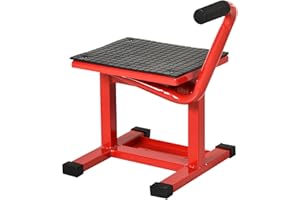 HOMCOM Support Universel de Moto réglable cric hydraulique lève Moto béquille d'atelier Stand Moto Tout-Terrain Moto Cross supermotard Rouge