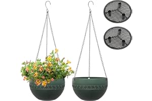 MissFox 2 Piezas Macetas Colgantes con Gancho Desmontable – 21 cm Maceteros Decorativos para Interior y Exterior, con Agujeros de Drenaje – Ideal para Jardín, Balcón y Hogar