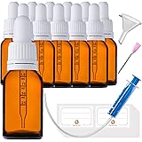 HandsUnity 15ml-12pz Bottiglia Pipetta Piccola Bottiglia di Vetro - set di Vasetti da Farmacia in Vetro Ambrato con Tappo Bia