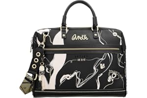 Anekke | Porte-documents PC femme Shodo collection Nature Editions | Sacoche ordinateur jusqu'à 15 pouces originale 80% de matières recyclées | 41 x 30 x 7 cm | Coloris noir