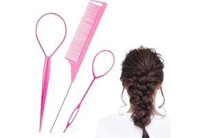 Wosyoodo Herramientas para Cola de Caballo, Cabello Pull Aguja, Peines de Cola, Set de Peinado, para Mujer Lady Niñas, para Hair Design DIY, Moño o Peinado en Segundos