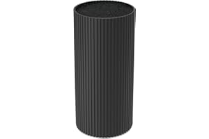 vonsera Bloc à Couteaux sans Couteaux, Porte-couteaux Universel Noir avec Poils, Bloc Couteau Rond Amovible pour Couteauxs de Cuisine, Rangement pour 10 Couteauxs, 22 x 11 x 11 cm