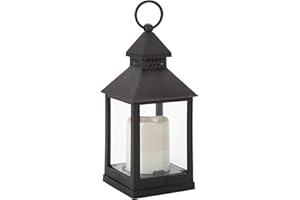 PMS VFM - Seasonal Lantern Trick Or Treat Autumnal Christmas, for The Garden, Transparent Led Flickering Flameless Light, Use Indoors Living Rooms, Decorative Candles, Hanging Outdoor