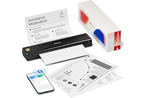 Phomemo M08E Portable Thermal Printer A4, Inkless, Wireless Bluetooth 5.0 Compatible with iOS & Android Smartphone, Small Mobile Printer for Travel, Office, School, Home & Car, 600g, Black