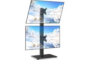 5Rcom Podwójny stojak na monitory 13-38 cali, pionowy stojak na biurko, obrotowe i obrotowe ramiona, regulacja wysokości, 2 stojaki montażowe z VESA 75 x 75 / 100 x 100 mm do 20 kg