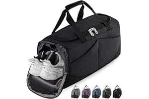 Rieeyrslza Torba Sportowa Podróżna z Przegrodą na Buty 40L Torba Sportowa Męska Sportowa Torba na Siłownię Z Paskiem Na Ramię Sportowa Torba na Siłownię dla Mężczyzn i Kobiet Na Sportowa(Czarny o2)
