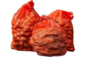 PENNINE GARDENS Large Hanging Mesh Storage Net Bags for Vegetables – Log Bags for Wood – Onion Bags for Storing – Vegetable Storage Net Bag for Kitchen – Onion Storage Nets – Kindling Carrot Onion Bag (52 x 82cm, 10)
