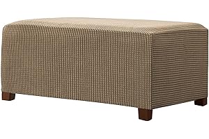 POIUYT Rettangolare Copri Pouf, Elasticizzato Fodera per Pouf in Tessuto Jacquard Copertura Dell'Ottomano Morbido Elastico Fodera per Pouf Lavabile Copri Poggiapiedi per Soggiorno