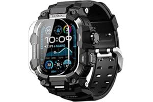 ULTIMAL Gehäuse mit Armband und Panzerfolie für Apple Watch 49mm, 3 in1 Sportarmband Kompatibel mit Apple Watch Ultra 3 2 1, Militärisch zertifiziertes stoßfestes Schutzcover für iWatch