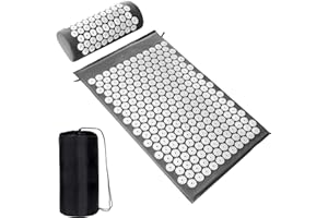 WHJC Akupressur Matte Mit Kissen Akupressurmatte mit Tragetasche Akupressur-Set für Nacken & Rückenschmerzen Körper Fuß Stressabbau-Massagematte