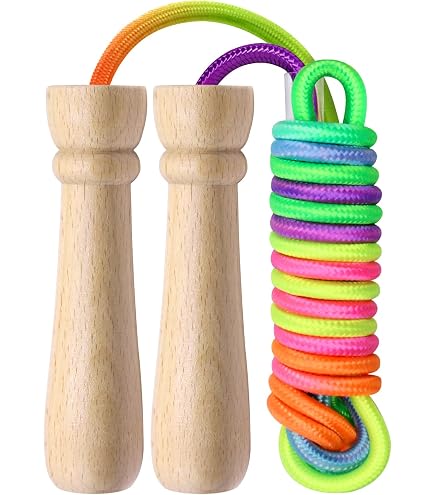 Corde à Sauter Licorne Pour Enfants – Poignées En Bois, Corde En Coton Réglable 2,5 M – Antidérapant – Pour Garçons Et Filles – Entraînement Cardio